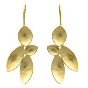 Gold Plated Brass Drop Earrings Women's Vintage Plant Shape Fashion Dangle Earrings - Product Image 1