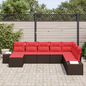 Juego de sofás de jardín de ratán sintético marrón de 8 piezas con cojines - Product Image 3