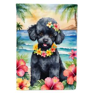 Bandera de jardín Luau multicolor, Bandera de buzón decorativa de caniche negro para Patio y patio para macizos de flores y obras de arte de césped - Product Image 1