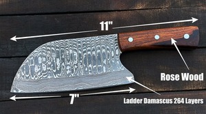 Cuchillo de Cocina Hecho a Mano de Acero de Damasco |   Cuchillo de Chef de Acero Inoxidable para Picar, Cortar y Rebanar - Product Image 3