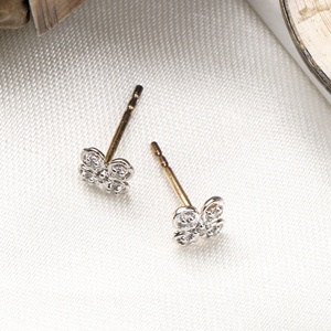 ต่างหูเพชรแท้ทรงโคลเวอร์ทองคำขาว 14K ขายส่ง เครื่องประดับชั้นดี Memoria Jewels - Product Image 3