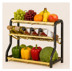 Modern 3-Tier Metal Spice Rack Organizer for <b>Kitchen</b> Countertop Seasoning Storage Shelf Bottle Holder for <b>Pantry</b> Organization - Product Image 6