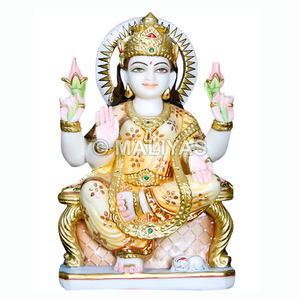 รูปปั้นพระแม่ลักษมีหินอ่อน |   พระลักษมีหินอ่อนแกะสลักด้วยมือสำหรับบ้านและวัด – มาลียาส - Product Image 1