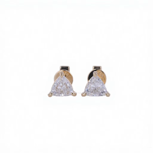 Pendientes de Diamantes Cultivados en Laboratorio con Corte Triangular, Oro Sólido de 18K, Engaste de Garra, Joyería Fina y Delicada para Uso Diario de Mujer - Product Image 1