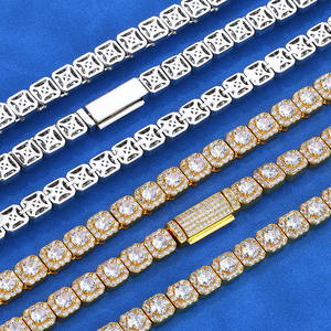Collar de cadena tipo tenis con moissanita talla cojín, plata de ley 925, diamante VVS, joyería de lujo estilo hip hop, regalo para hombre - Product Image 3