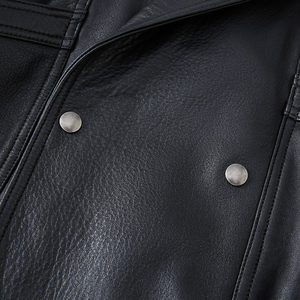Chaqueta de Cuero para Hombre, a la Moda, de Alta Calidad, con Diseño a Cuadros/Color Sólido, Estilo Urbano, Resistente al Viento, Transpirable, de Manga Larga, Elegante y Práctica para el Invierno - Product Image 5
