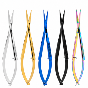 Tijeras de precisión de acero inoxidable de 5 pulgadas para cejas y pestañas, para recortar, apretar y bordar, 5 unidades - Product Image 5