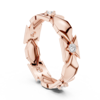 Bague en or rose avec diamant, design géométrique, taille brillant rond, bijoux de luxe pour femme, idéale pour les fiançailles