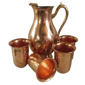 Ensemble de carafes en cuivre pour une expérience de cadeaustice raffinée, ensemble de service d'eau en métal avec verres, vaisselle de cuisine durable et réutilisable - Product Image 4
