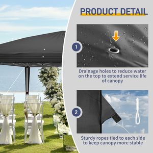 Tendone Istantaneo Nero 3x6m (10x20ft) con 6 Pannelli, 2 Porte, 4 Finestre a Rete, Telaio in Acciaio 28/22mm, Travi Trasversali 10x20mm, Verniciato a Polvere, Singolo - Product Image 5