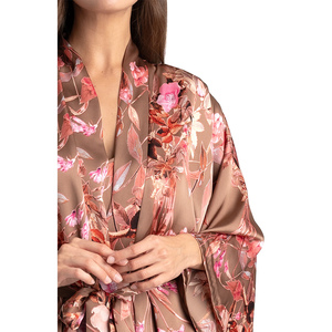 Peignoir de mariée en soie personnalisé, kimono en satin, cadeau pour demoiselle d'honneur, peignoir de bain uni avec dentelle, OEM - Product Image 6