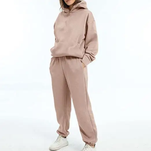 Conjunto de dos piezas de chándal con capucha estampado para mujer, talla grande, verde lima, para invierno, estilo urbano, venta al por mayor - Product Image 4