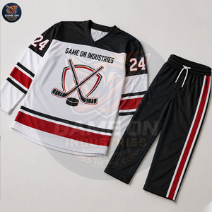 New Trendy Blue White Personalized Design Custom Colors Player Numbers Logo Printing Custom Sublimated Ice Hockey Uniform Sets - Product Image 2
