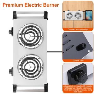 Portable 2000W <b>Electric</b> Dual <b>Burner</b> Hot Plate Stove RV Countertop Hotplate with 5 Temperature Adjustments - Product Image 5
