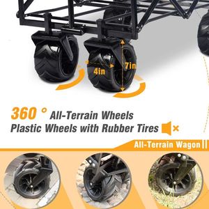 Carrello da Spiaggia Pieghevole in Acciaio Resistente, Carrello Multiuso per Campeggio e Giardino con Ruote Universali Regolabili - Product Image 5