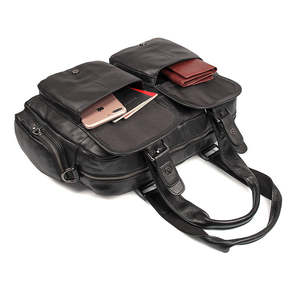 Leather Laptop Briefcase <b>For</b> <b>Men</b> Spacious Multi Zip Leather <b>Work</b> <b>Bag</b> with Shoulder Strap Professional Business Briefcase - Product Image 5