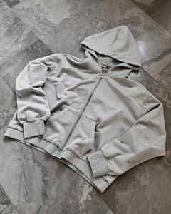 Sudadera con capucha y cremallera de diamantes de imitación extragrande personalizada, 100% algodón, de alto gramaje, transpirable, estilo urbano, para invierno, para hombre, fabricante OEM ODM completo - Product Image 2