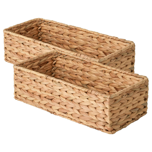 Paniers de rangement élégants en jacinthe d'eau tressée pour la décoration de salles de bain d'hôtels et de maisons, organisateur en fibres naturelles tissées à la main avec poignées - Product Image 4