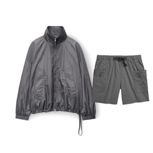 Ensemble de survêtements de sport unisexe d'été de haute qualité en nylon écologique, coupe-vent, design 2-en-1, à capuche, taille élastique, longueur intégrale - Product Image 1
