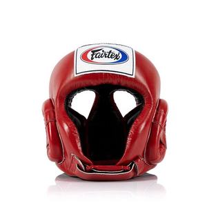 อุปกรณ์ป้องกันศีรษะสำหรับชกมวย Fairtex สีแดง ทำจากหนัง ป้องกันเต็มใบหน้า สำหรับฝึกซ้อม เหมาะสำหรับทุกเพศ - Product Image 1