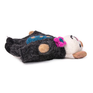 Handmade Wool Felt <b>Mouse</b> Figurine in Suit with Pink Flower Lapel Decor for Indoor Halloween Decoration Child Toy - Product Image 2