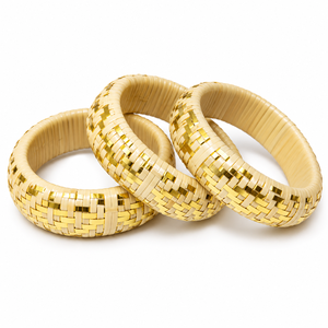 Bracelets géométriques en rotin tressé faits à la main, couleur naturelle, unisexe, respectueux de l'environnement, bijoux tendance - Product Image 4