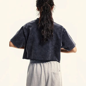 เสื้อครอปทรงหลวมของผู้หญิงเสื้อครอปแขนสั้นผ้าฝ้ายเสื้อครอปลำลองสไตล์ใหม่2026 - Product Image 3