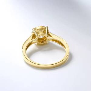 Bague en or jaune 18 carats/18k avec diamant blanc naturel véritable, cadeau de fiançailles et d'anniversaire vintage pour femme - Product Image 4