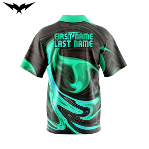 เสื้อเทนนิสผู้ชาย ลายหมุนวนสีเขียวดำ แขนสั้น คอตั้ง ผ้าโพลีเอสเตอร์ ระบายเหงื่อได้ดี ใส่ได้ทุกฤดู - Product Image 2