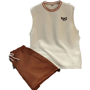 Ensemble short et débardeur texturé matelassé pour homme – Tenue décontractée d'été – Personnalisation du logo OEM – Vente en gros de débardeurs - Product Image 4