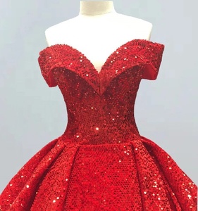 Elegant <b>Red</b> <b>Sequin</b> Off-Shoulder Ball Gown for Women Luxury Evening Wear Sparkly Floor Length Prom Dress Formal Party Gown - Product Image 2