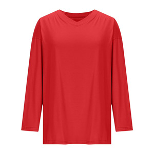 Haut décontracté pour femme, grande taille, col rond, manches régulières, couleur unie, 100 % polyester, tissu tissé, coupe ample, toutes saisons - Product Image 3