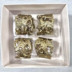 Adjustable <b>Silver</b> Leaf <b>Napkin</b> Rings Set of 6 Pcs High Quality Handmade Brass <b>Napkin</b> Ring For Event Party Decoration tableware - Product Image 3