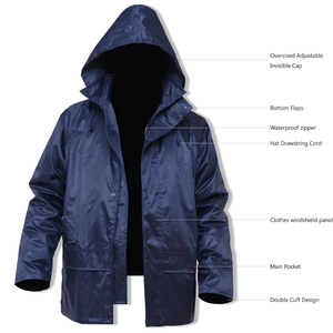 Premium Winter Woven Waterproof Breathable Quick Dry Hooded Mens Rain Suit Jacket Trouser <b>Set</b> 100% Polyester Camping Fishing - Product Image 4