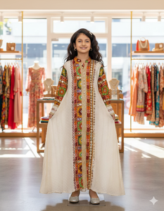 ชุดกะฟตันโมร็อกโก สีสันสวยงาม งานฝีมือประดับลูกปัดแบบดั้งเดิมของชาวมุสลิม ความยาวคลุมเท้า แขนครึ่งแขน ผ้าจอร์เจียร์ ระบายอากาศได้ดี - Product Image 1