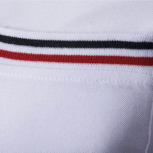 Polo de Manga Corta Blanco para Hombre con Bolsillo y Cuello a Rayas, Diseño Casual de Algodón Transpirable - Product Image 6