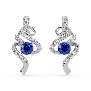 Boucles d'oreilles pendantes élégantes en argent sterling 925 avec saphir bleu, bijoux OEM à marque privée, Inde - Product Image 2