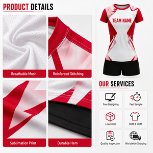 Custom Women’s <b>Volleyball</b> Uniform <b>Set</b> Sublimated Player Name Number Team Jersey and Shorts Breathable Quick Dry Sportswear - Product Image 4