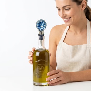 Tapón de Botella con Diseño de Botones Azules, Tapón de Silicona con Cierre Acanalado para Sellar Vino - Product Image 4
