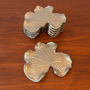 Silver Gingko Leak Wine <b>Coaster</b> Bar Hotels Supplies Decorative <b>Placemats</b> Handcrafted Fancy Dishes Cup Display <b>Coasters</b> Gift <b>set</b> - Product Image 1