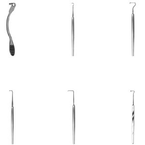 Retracteurs de couvercle Berens, Crochets musculaires obliques Fink, Crochets musculaires recti Culler, Crochets de tenotomie Stevens, Instruments chirurgicaux de classe I - Product Image 1