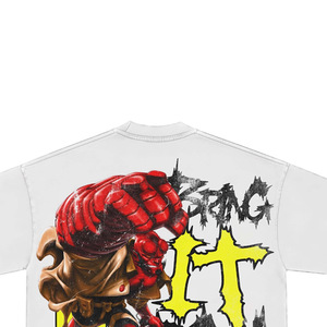 Camiseta Blanca de Manga Corta para Hombre con Estampado de Personajes Personalizado, Cuello Alto, Corte Regular, Formal, 100% Algodón, Tejido de Punto - Product Image 5