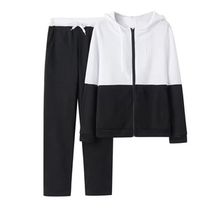 Men's Color Blocking Hoodie <b>Sweatshirt</b> Set Navy Blue White Casual Autumn Wear Joggers Full <b>Zip</b> Hooded Tracksuit - Product Image 3