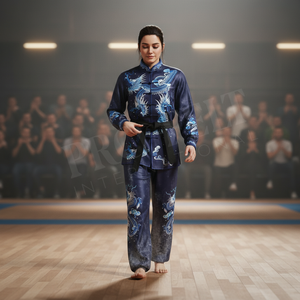 100% High Quality Kung Fu Tai Chi Martial Arts Uniform Set Hand Embroidery Custom Long Sleeve <b>Jacket</b> & Pants Karate Uniform - Product Image 3