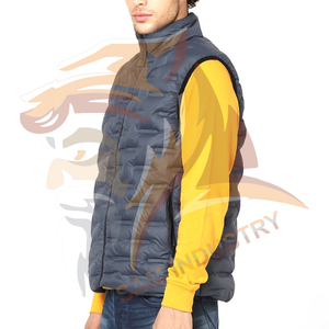 OEM ODM Custom Logo Winter Solid <b>Waterproof</b> Stand Collar Front Logo Men's Quilted Puffer Vest Sleeveless <b>Coat</b> - Product Image 3