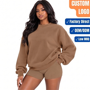 <b>Womens</b> Knitted Cotton Fleece <b>Hoodie</b> Pullover Sweatshirt Soft Warm Hooded Top Casual Winter Clothing Custom Embroidery Logo - Product Image 1