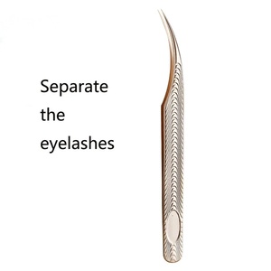 Pince à épiler de précision en acier inoxydable plaqué or, durable, à pointe incurvée et lisse, outil de beauté pour extensions de cils - Product Image 3