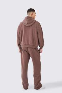 <b>Mens</b> Solid Grey with Contrast Light Grey Panels Custom Logo <b>Pullover</b> Hoodie and Matching Jogger Sweatpants Tracksuit OEM ODM - Product Image 6