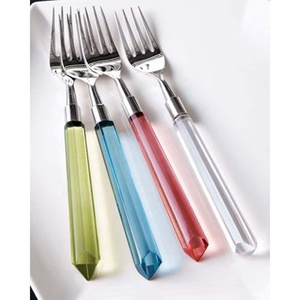 Ensemble de fourchettes en acier inoxydable argenté au look royal avec poignée multicolore Ensemble de couverts modernes de luxe pour restaurant, mariage, maison et hôtel - Product Image 1