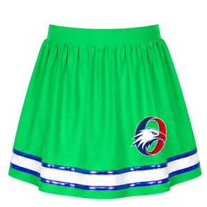 <b>Green</b> Cheerleading <b>Skirt</b> <b>Pleated</b> Athletic Uniform <b>Skirt</b> With Striped Trim Team Performance Wear Custom Sports Apparel - Product Image 1